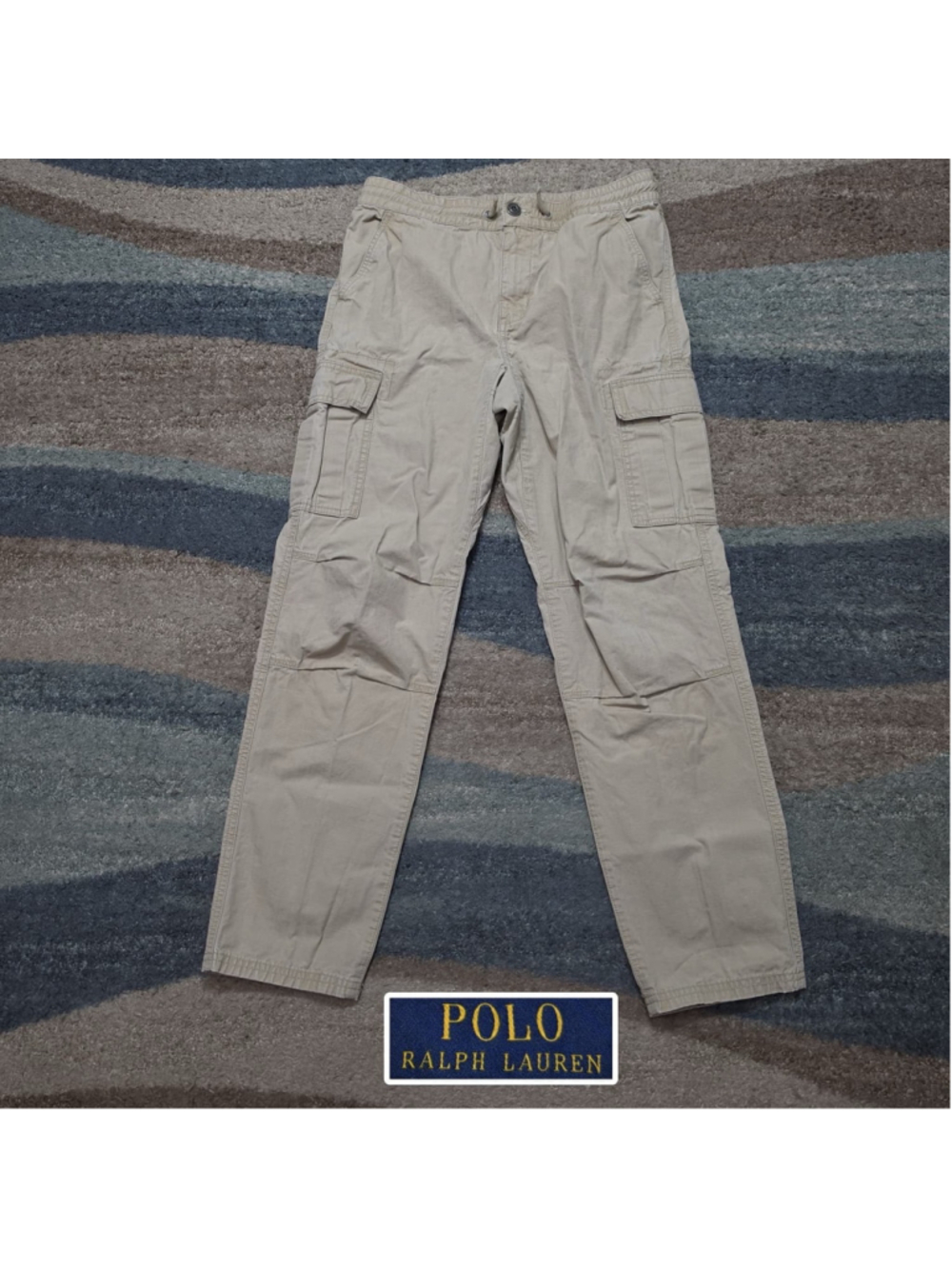 Polo Ralph Lauren Cargo Pants Boys L 14 16 Khaki Drawstring Pony Logo